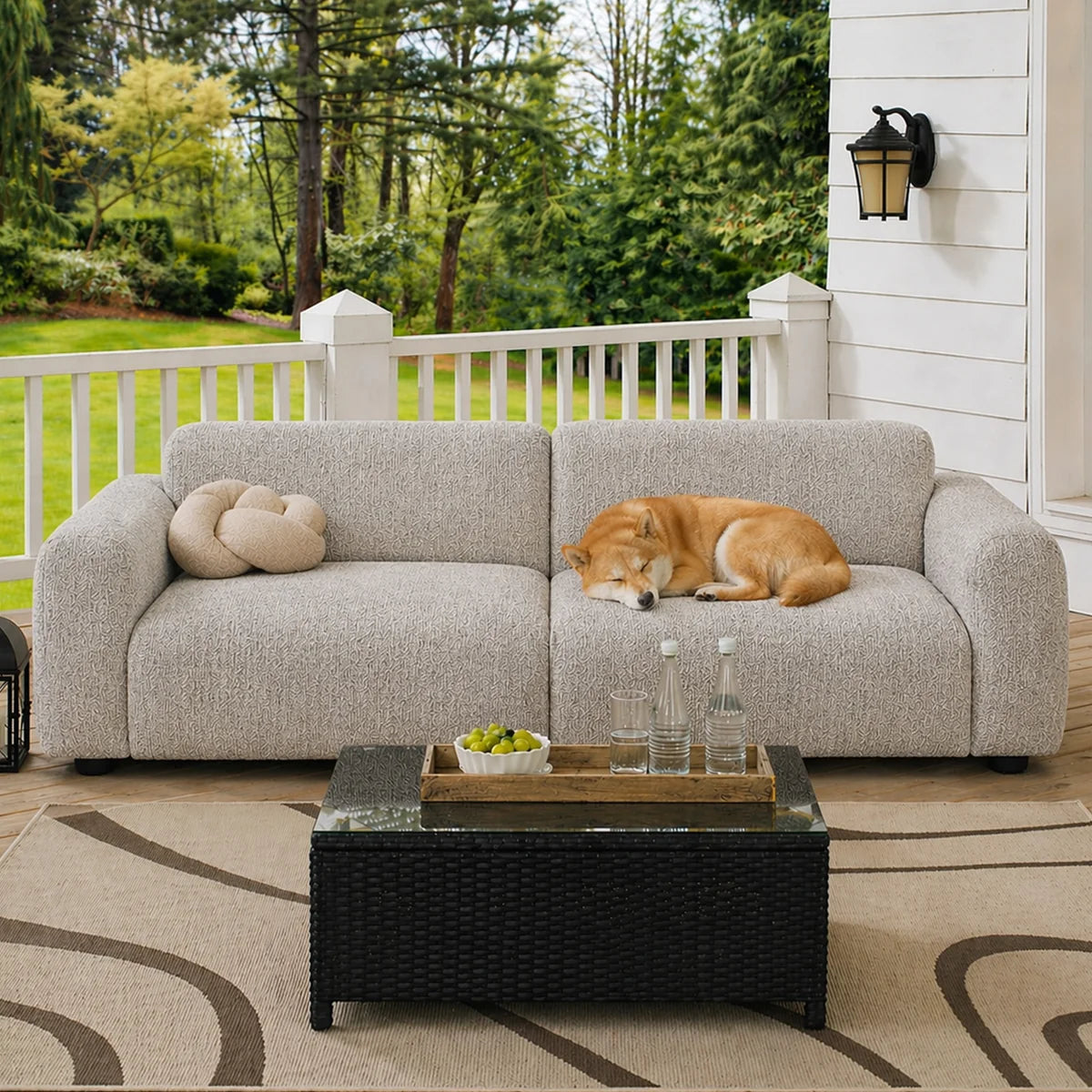 Elegant Chenille All-Seasons Anti-Scratch Full Wrap Stretch Outdoor Garden Sofa Cover