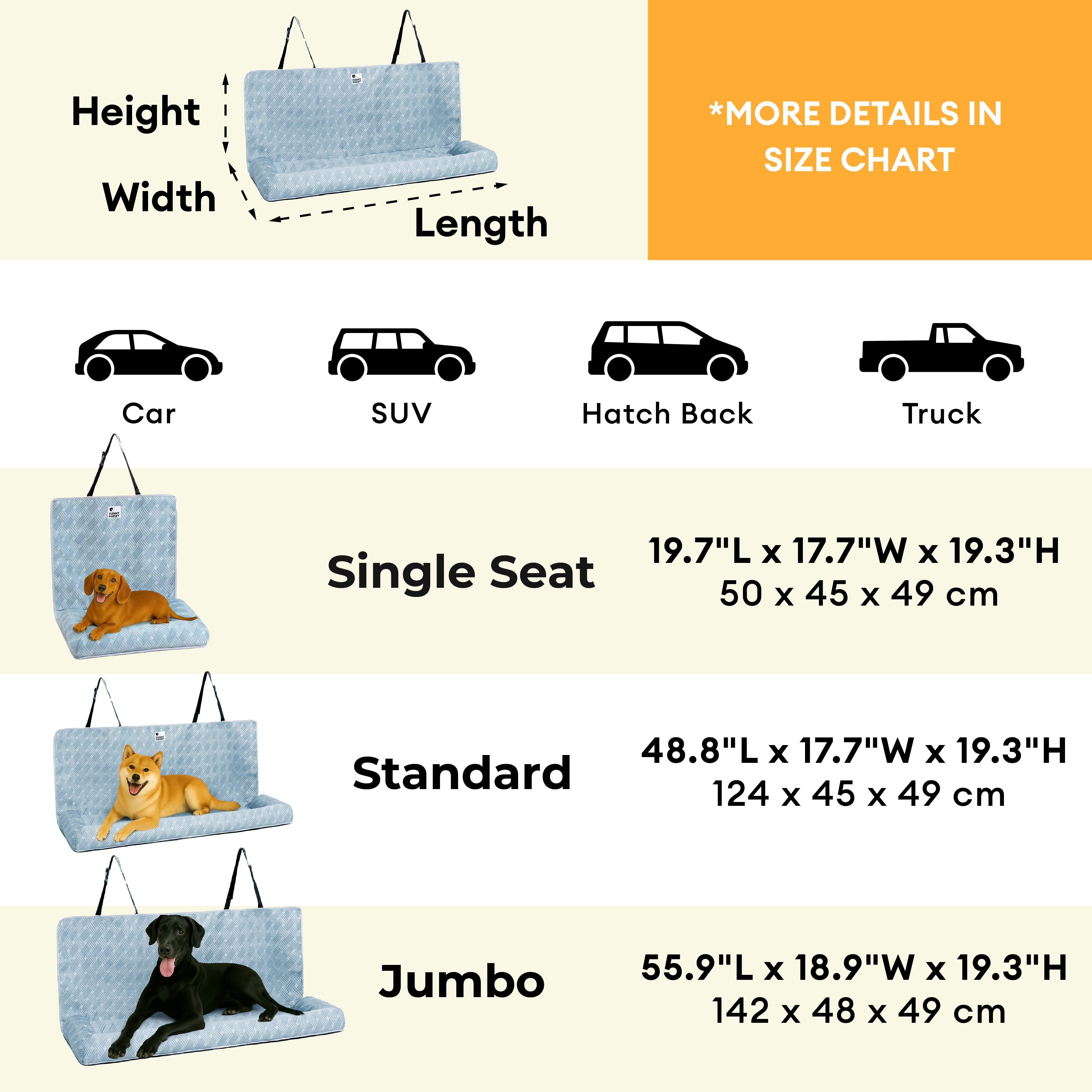 Cooling Travel Bolster Safety Back Seat Large Dog Car Seat Bed - Roadtrip