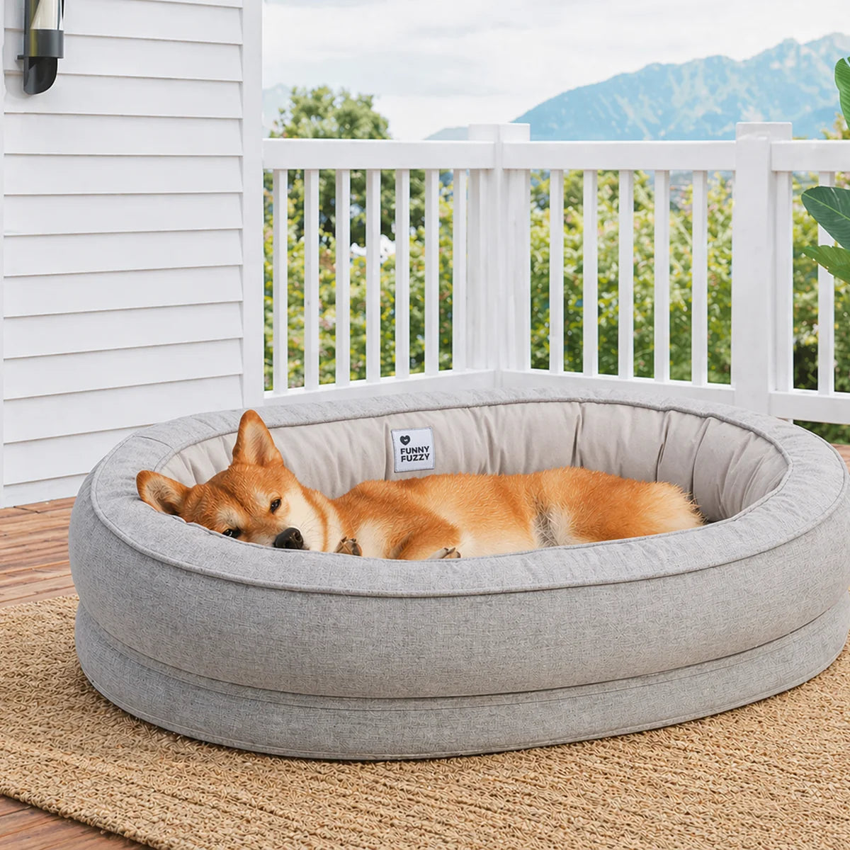 Orthopedic Garden Outdoor Dog Bed Machine Washable Dog Bed Calming Bed - Donut
