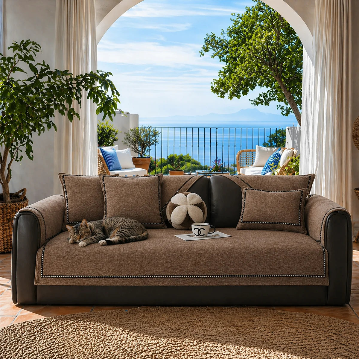 Simple Modern Jacquard High-Weight Non-Slip Chenille Outdoor Garden Sofa Cover
