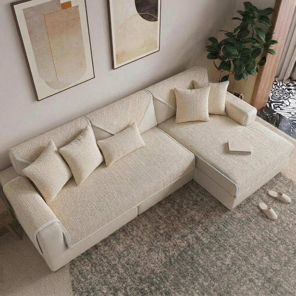 Waterproof Antimicrobial Simple Chenille Fabric Anti-scratch  Corner Couch Cover