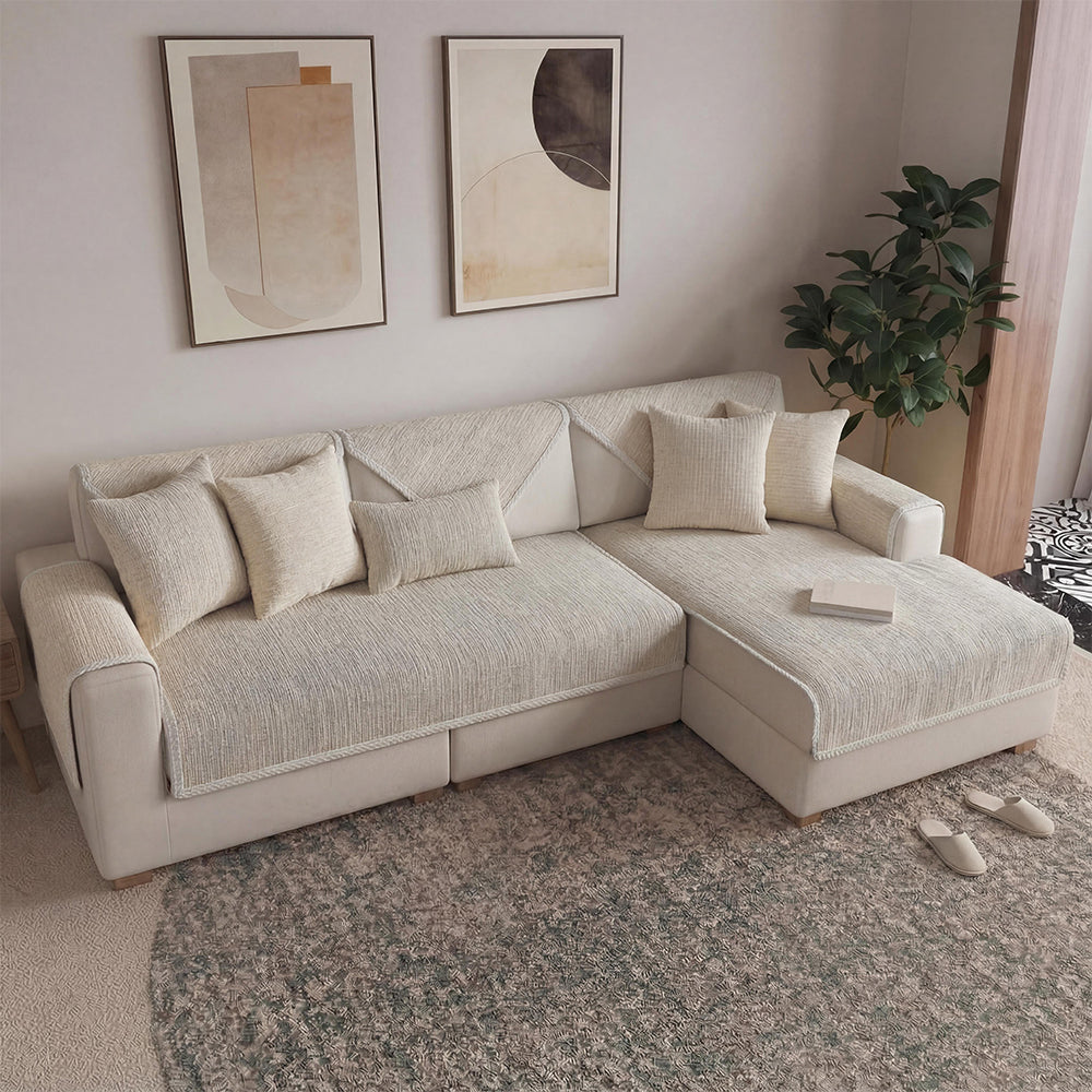 Waterproof Antimicrobial Simple Chenille Fabric Anti-scratch  Corner Couch Cover