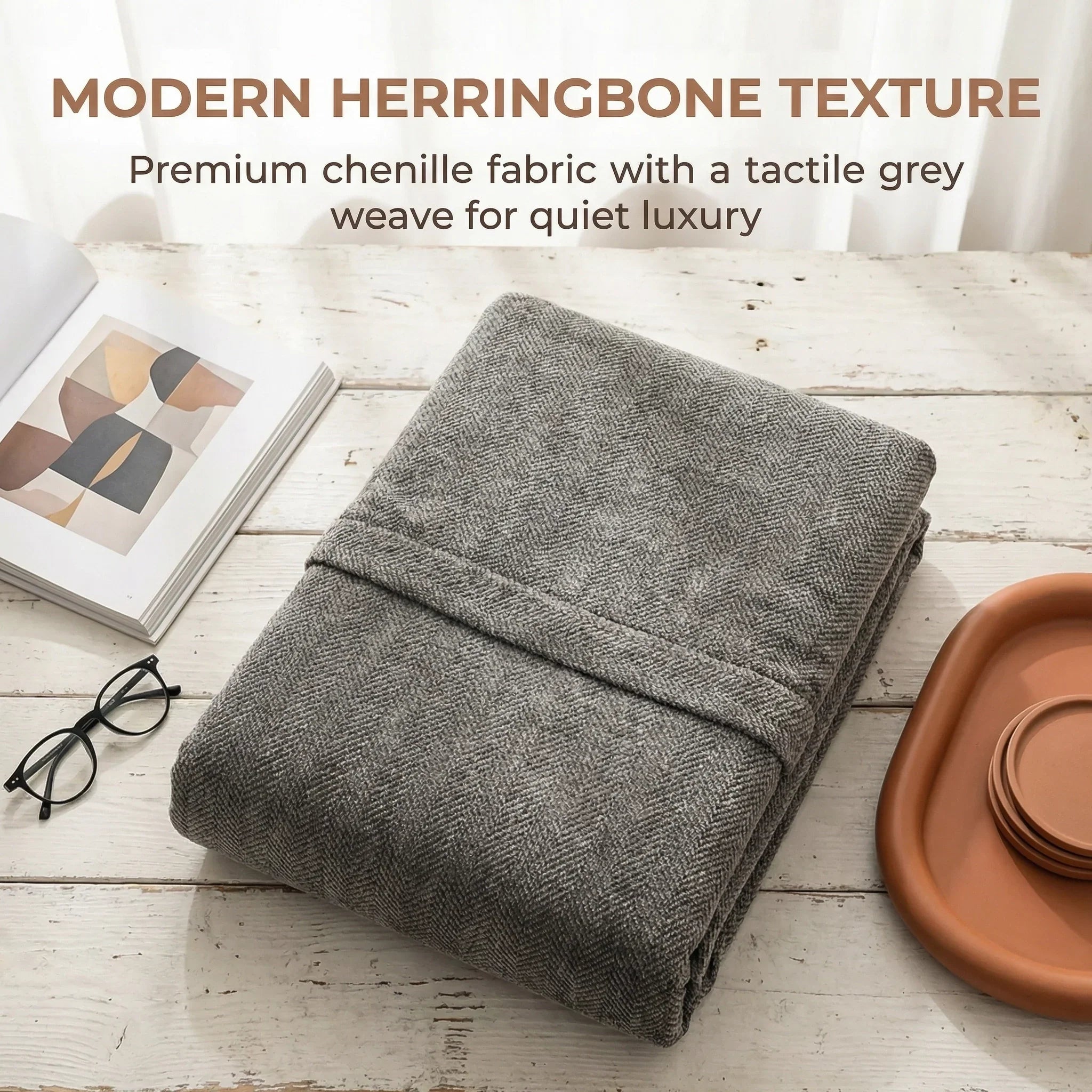 Herringbone Full Coverage Scratch-Resistant Sofa Protection Magic Stretch  Corner Couch Cover