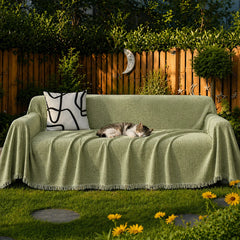 Chenille Blanket Herringbone Tassel Outdoor Garden Sofa Cover Sofa Throw Blanket