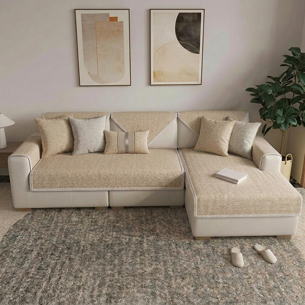 Breathable Woven Cotton Linen Non-Slip Corner Couch Cover