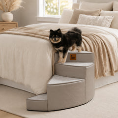 Luxe Water-repellent Faux Leather Removable Spiral Pet Stairs - Pet-Friendly Bedroom