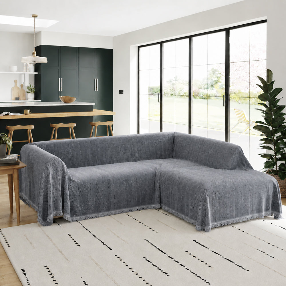Chenille Blanket Herringbone Tassel Corner Sofa Cover Sofa Throw Blanket