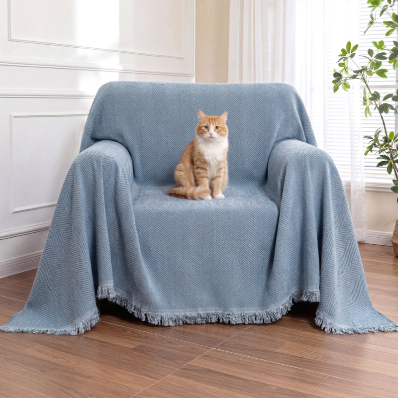 Chenille Blanket Herringbone Tassel Sofa Cover Sofa Throw Blanket Armchair Cover