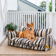 Trendy Striped Faux Lambswool Double Layer Garden Outdoor Dog & Cat Sofa Bed