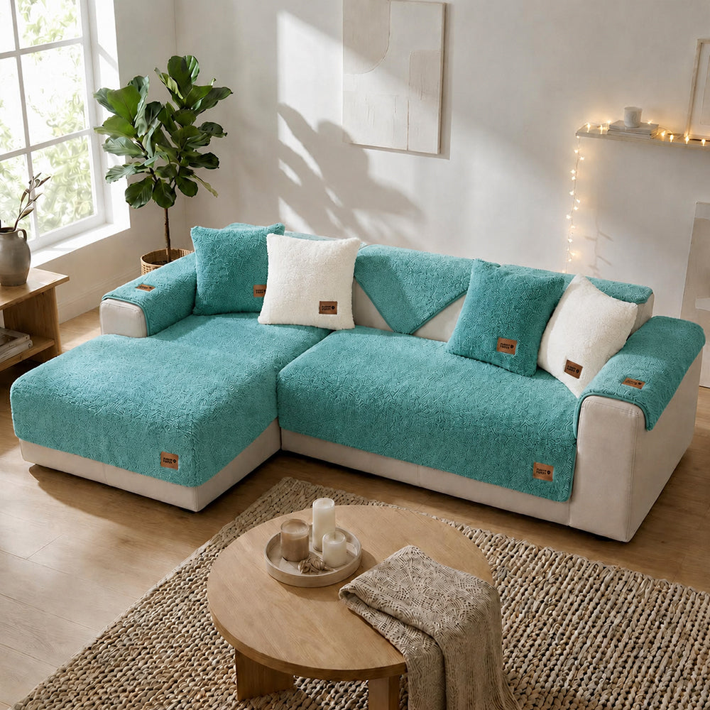 Thick Fuzzy Sherpa Fleece Non-Slip Corner Sofa Cover