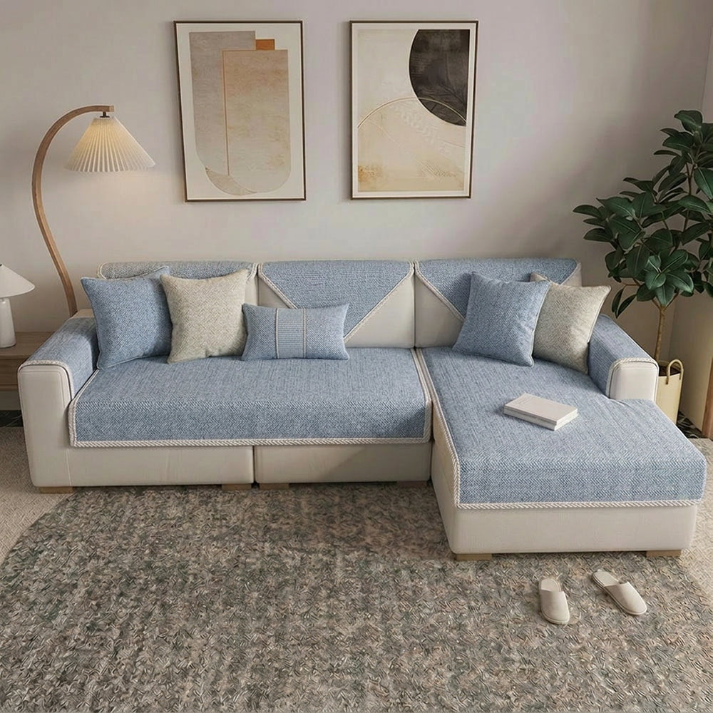 Breathable Woven Cotton Linen Non-Slip Corner Couch Cover