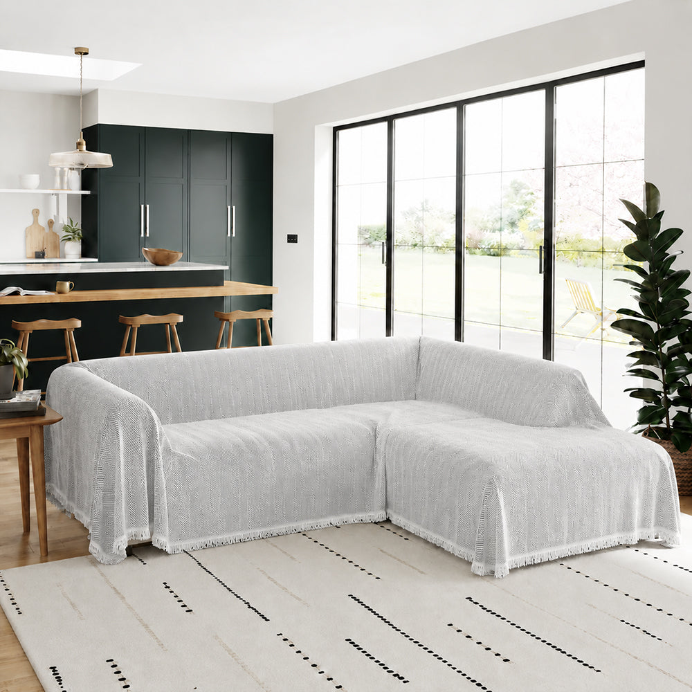 Chenille Blanket Herringbone Tassel Corner Sofa Cover Sofa Throw Blanket
