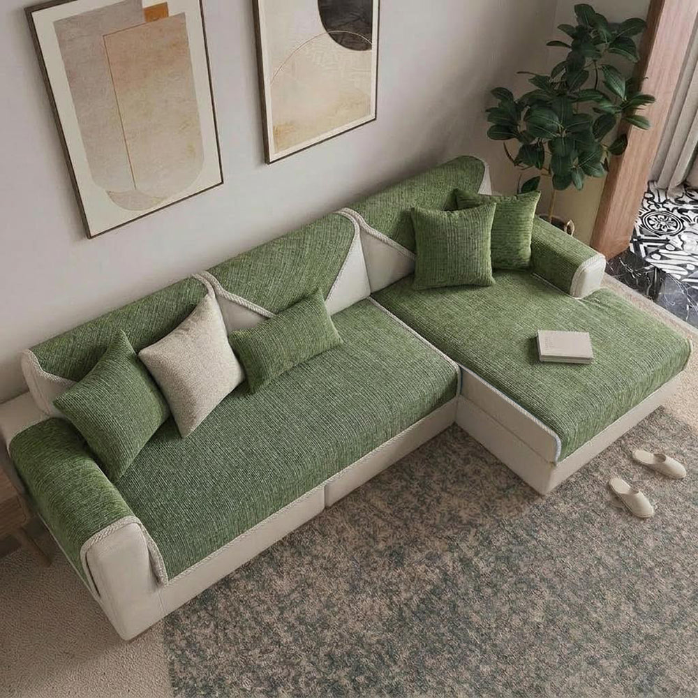 Waterproof Antimicrobial Simple Chenille Fabric Anti-scratch  Corner Couch Cover