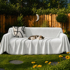 Chenille Blanket Herringbone Tassel Outdoor Garden Sofa Cover Sofa Throw Blanket