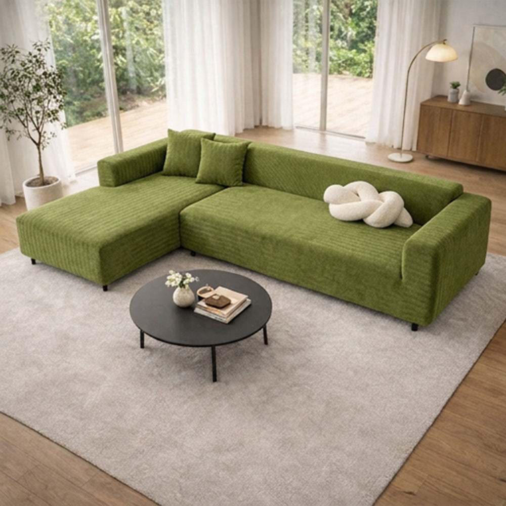 Herringbone Full Coverage Scratch-Resistant Sofa Protection Magic Stretch  Corner Couch Cover