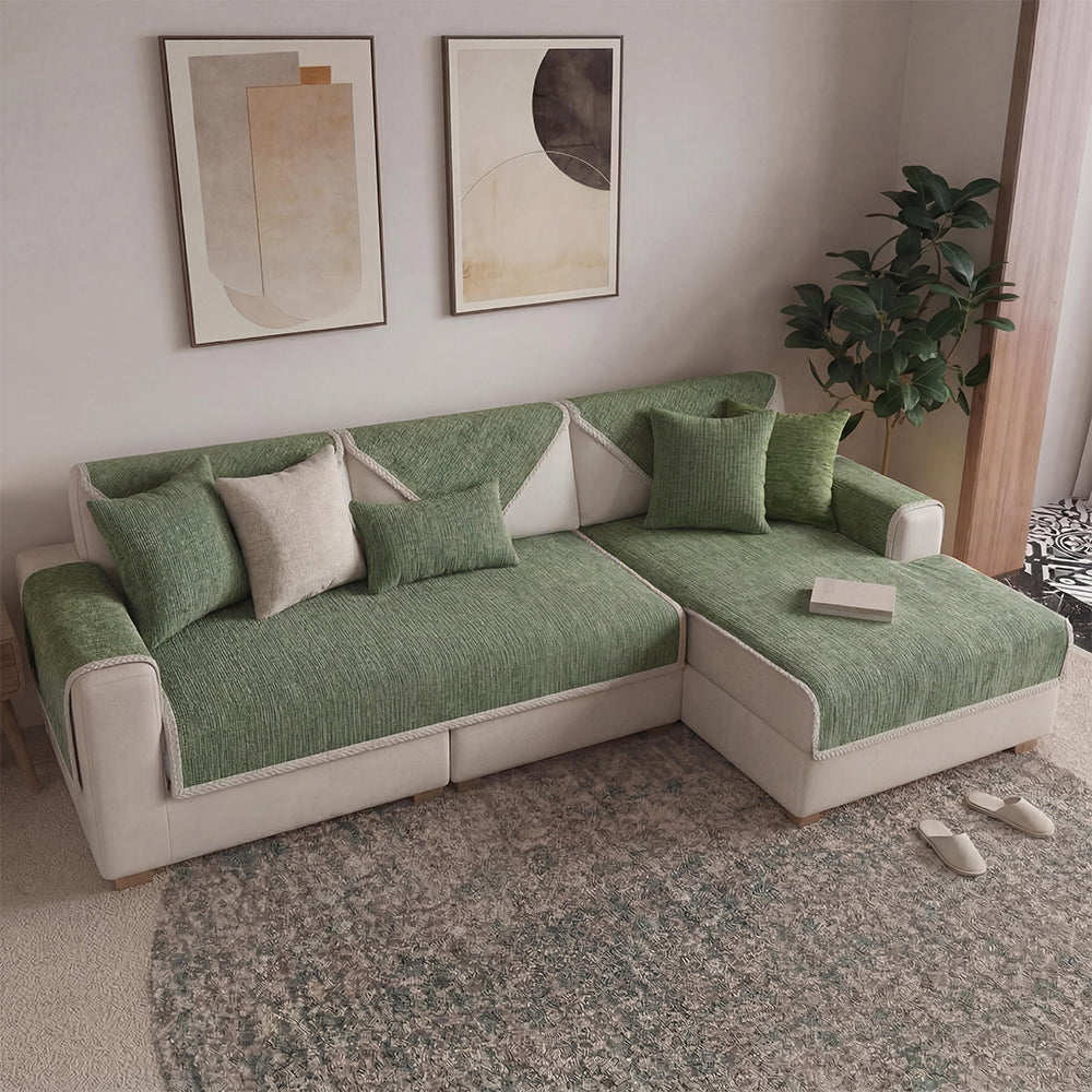 Waterproof Antimicrobial Simple Chenille Fabric Anti-scratch  Corner Couch Cover