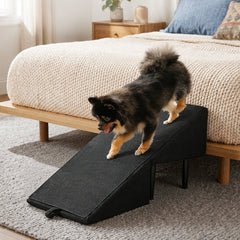 2-in-1 Convertible Wooden Home Step Stool Dog Ramp Stairs - Pet-Friendly Bedroom