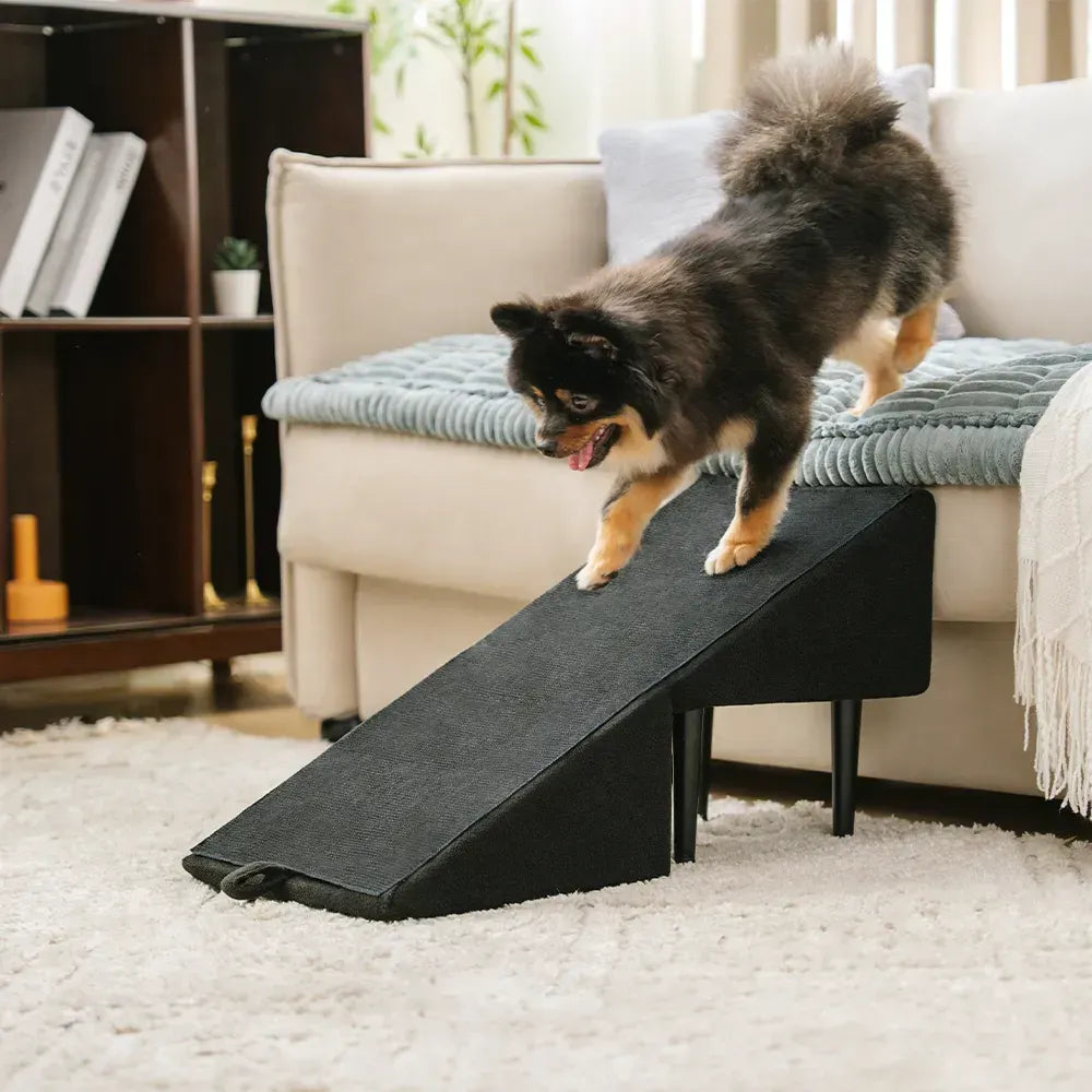 2-in-1 Convertible Wooden Home Step Stool Dog Ramp Stairs - Pet-Friendly Bedroom