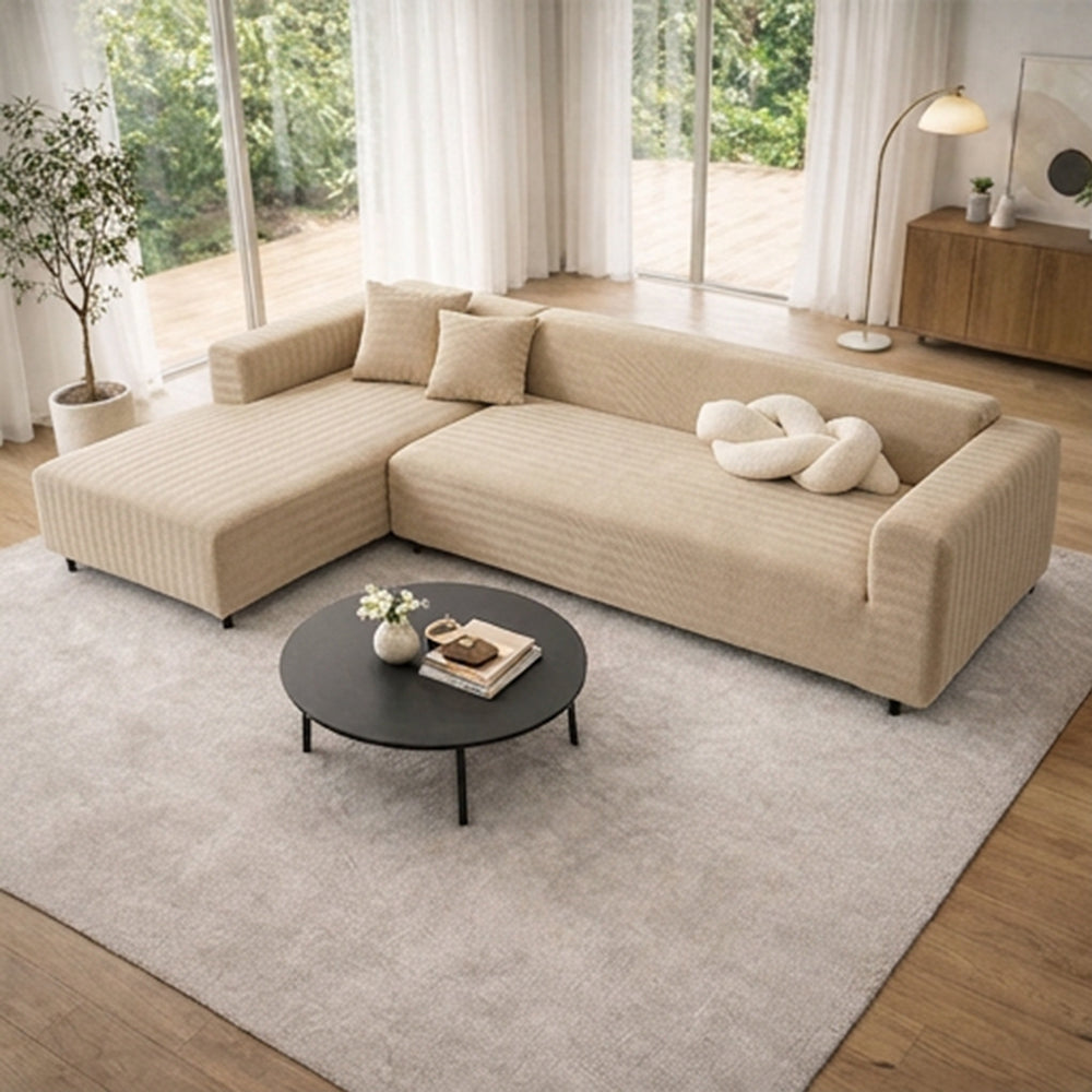 Herringbone Full Coverage Scratch-Resistant Sofa Protection Magic Stretch  Corner Couch Cover