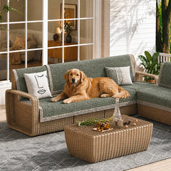All-Season Modern Tweed Woven Chenille Anti-Slip Outdoor Garden Sofa Cover