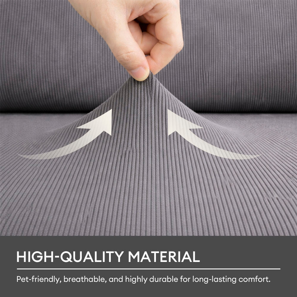 Vertical Stripe Corduroy Anti-Scratch Stretch Full-Cover Outdoor Garden Sofa Cover