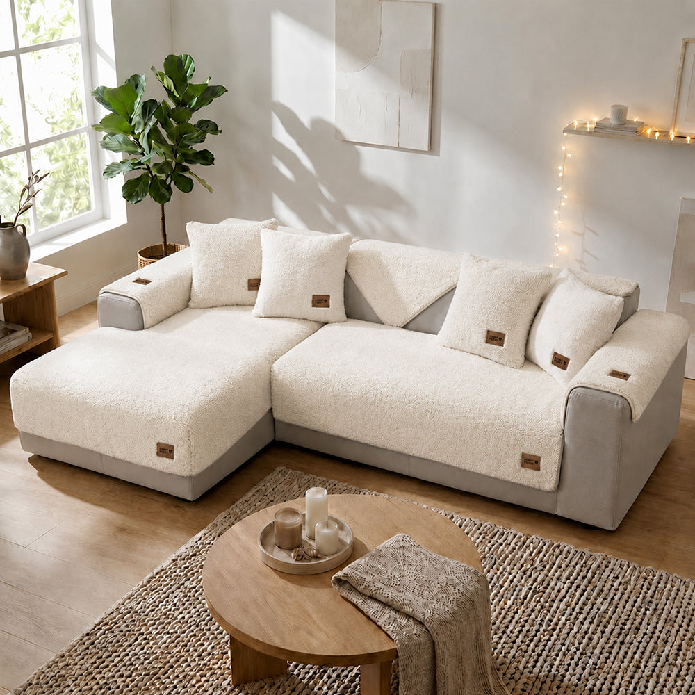 Thick Fuzzy Sherpa Fleece Non-Slip Corner Sofa Cover