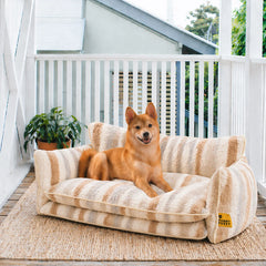 Trendy Striped Faux Lambswool Double Layer Garden Outdoor Dog & Cat Sofa Bed
