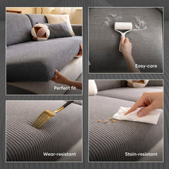 Vertical Stripe Corduroy Anti-Scratch Stretch Full-Cover Sofa Cover