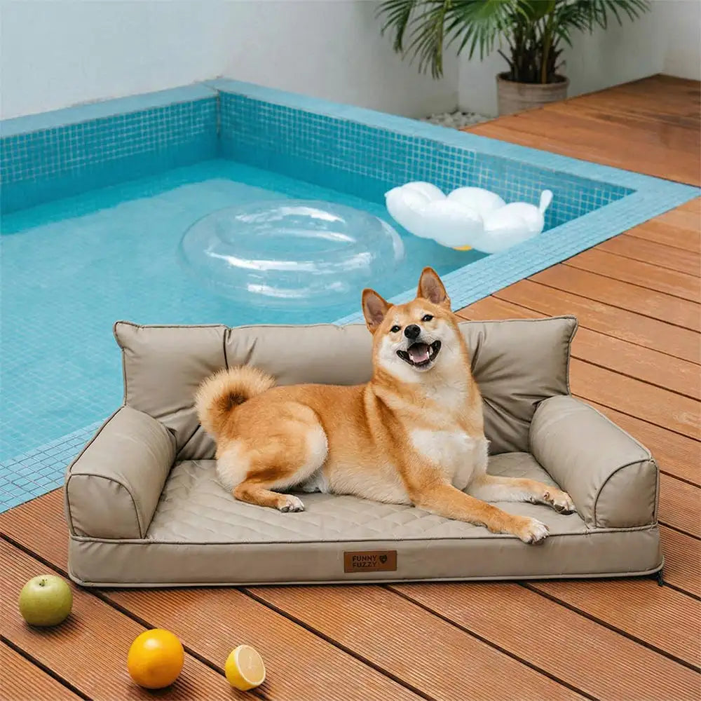 Luxe Faux Leather Foldable Orthopedic Outdoor Large Dog Bed