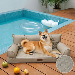 Luxe Faux Leather Foldable Orthopedic Outdoor Large Dog Bed