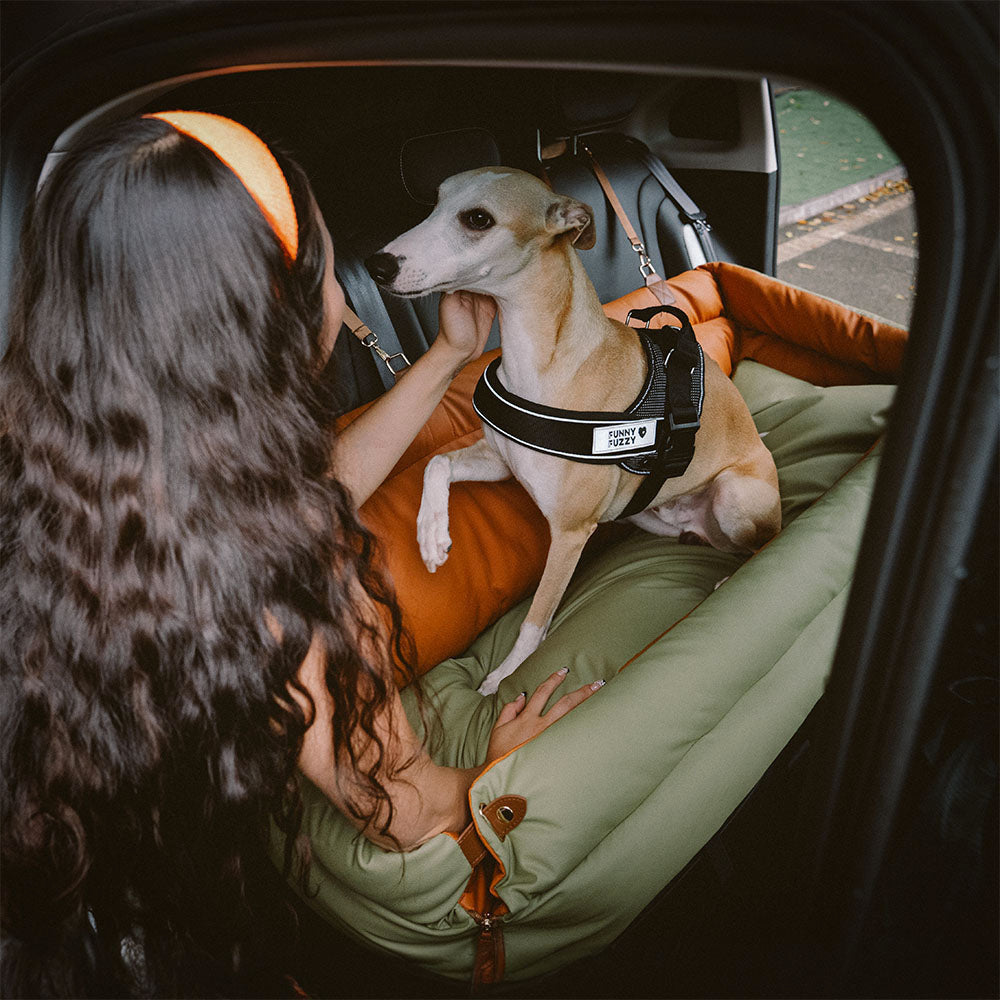 Deluxe Faux Leather Dog Car Seat Booster Bed - Urban Voyager