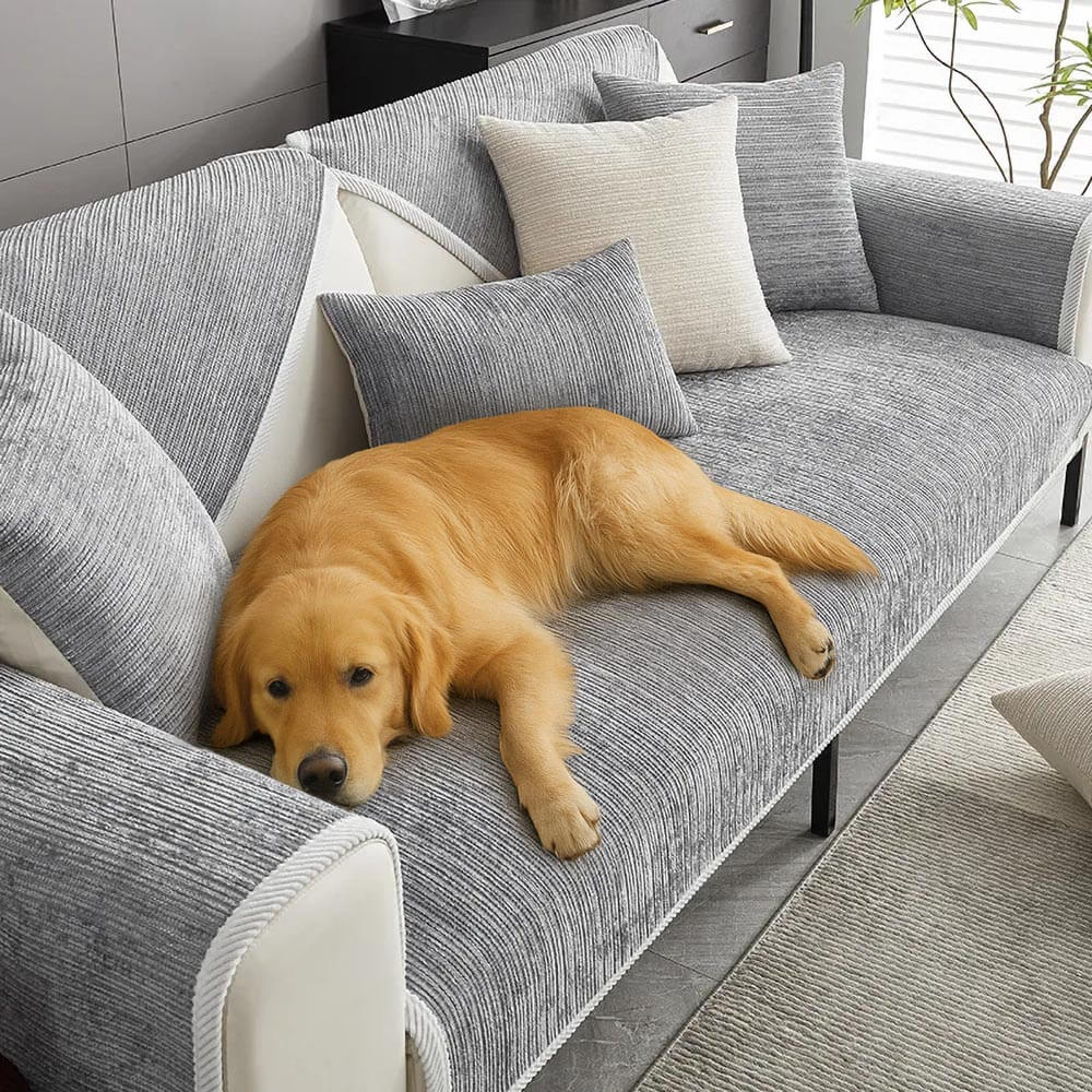 Simple Striped Chenille Anti-scratch Sofa Cover