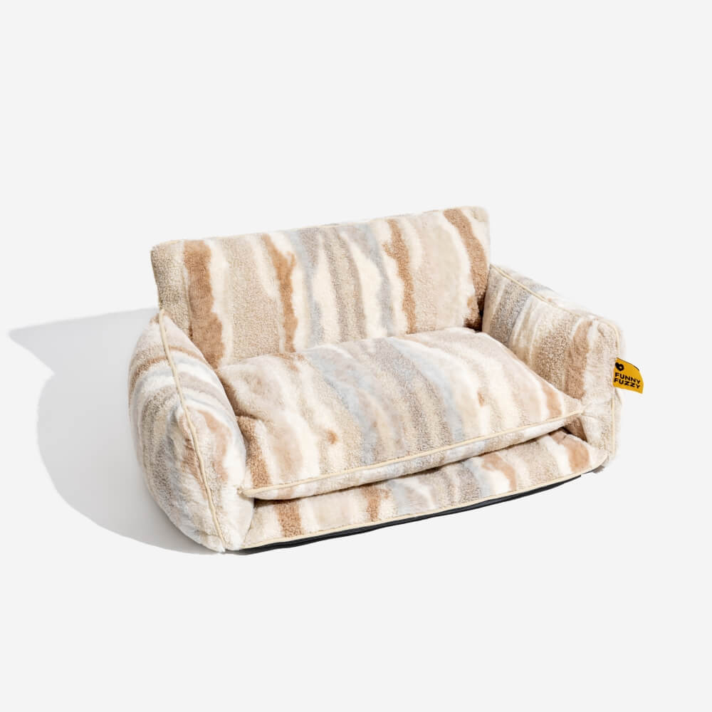 Trendy Striped Faux Lambswool Double Layer Dog & Cat Sofa Bed - Home Office