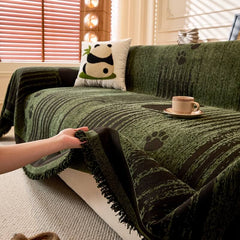 Cartoon Paw Print Chenille Anti-Scratch Throw Sofa Cover Sofa Throws