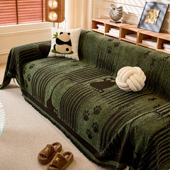 Cartoon Paw Print Chenille Anti-Scratch Throw Sofa Cover Sofa Throws
