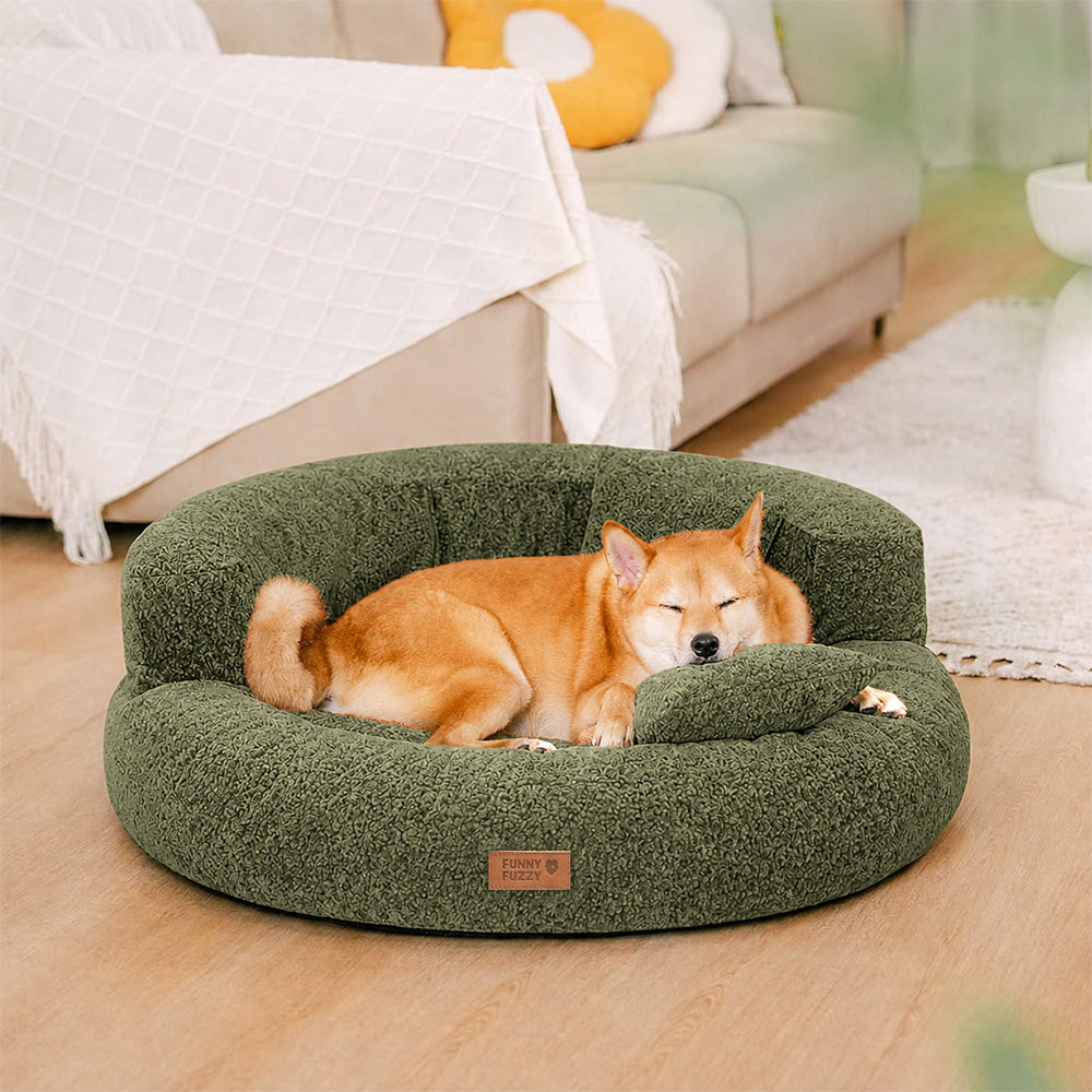 Luxe Diamond Velvet Removable Orthopaedic Donut Dog Bed With Pillow - DreamNest