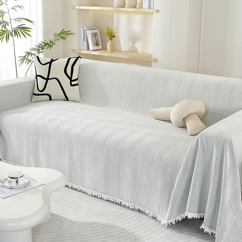 Chenille Blanket Herringbone Tassel Sofa Cover Sofa Throw Blanket Armchair Cover
