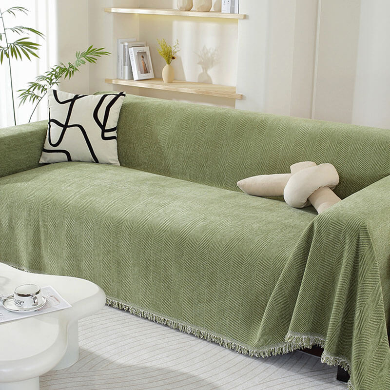 Chenille Blanket Herringbone Tassel Sofa Cover Sofa Throw Blanket Armchair Cover