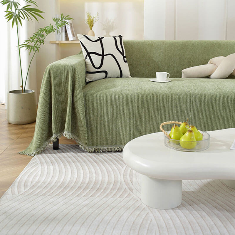 Chenille Blanket Herringbone Tassel Sofa Cover Sofa Throw Blanket Armchair Cover