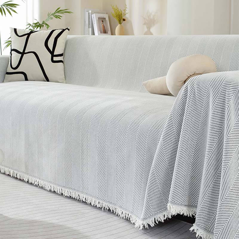 Chenille Blanket Herringbone Tassel Sofa Cover Sofa Throw Blanket