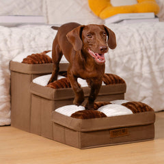 Chessboard Plaid Handcrafted Dog Steps with Storage - Multifunctional and Foldable