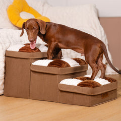 Chessboard Plaid Handcrafted Dog Steps with Storage - Multifunctional and Foldable