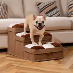 Chessboard Plaid Handcrafted Dog Steps with Storage - Multifunctional and Foldable
