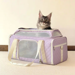 Classic Diamond Pattern Portable Large-Capacity Expandable Pet Carrier Bag Cat Carrier Dog Carrier