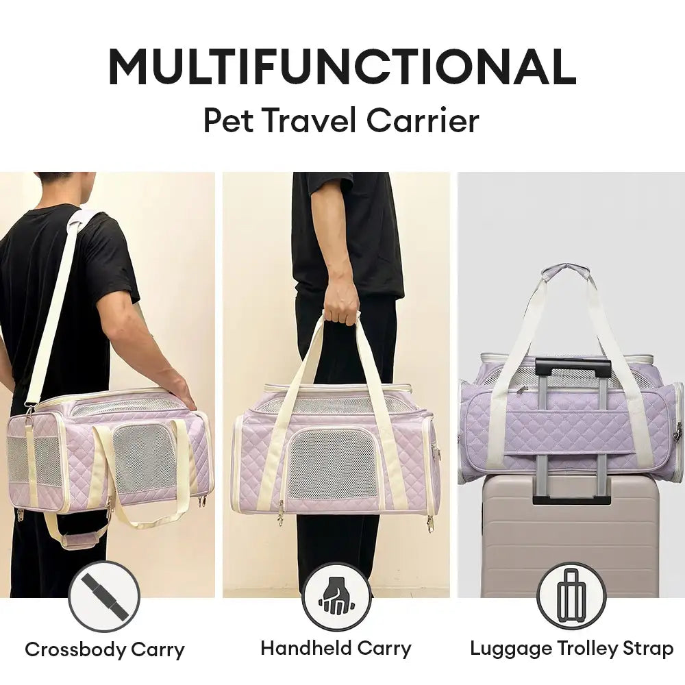 Classic Diamond Pattern Portable Large-Capacity Expandable Pet Carrier Bag Cat Carrier Dog Carrier