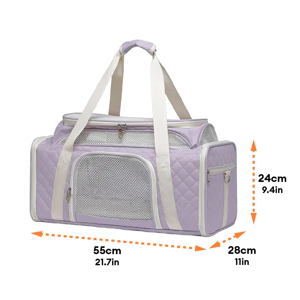 Classic Diamond Pattern Portable Large-Capacity Expandable Pet Carrier Bag Cat Carrier Dog Carrier