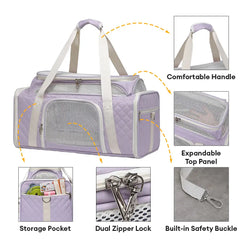 Classic Diamond Pattern Portable Large-Capacity Expandable Pet Carrier Bag Cat Carrier Dog Carrier