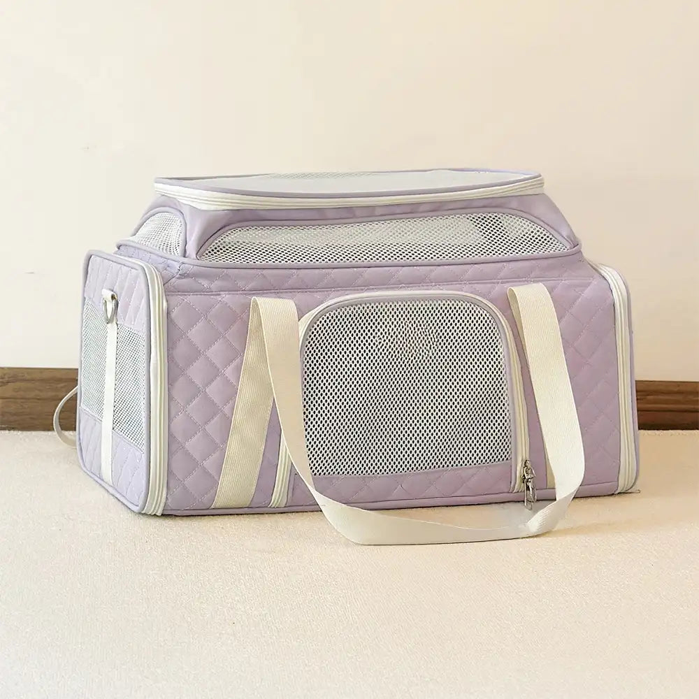Classic Diamond Pattern Portable Large-Capacity Expandable Pet Carrier Bag Cat Carrier Dog Carrier