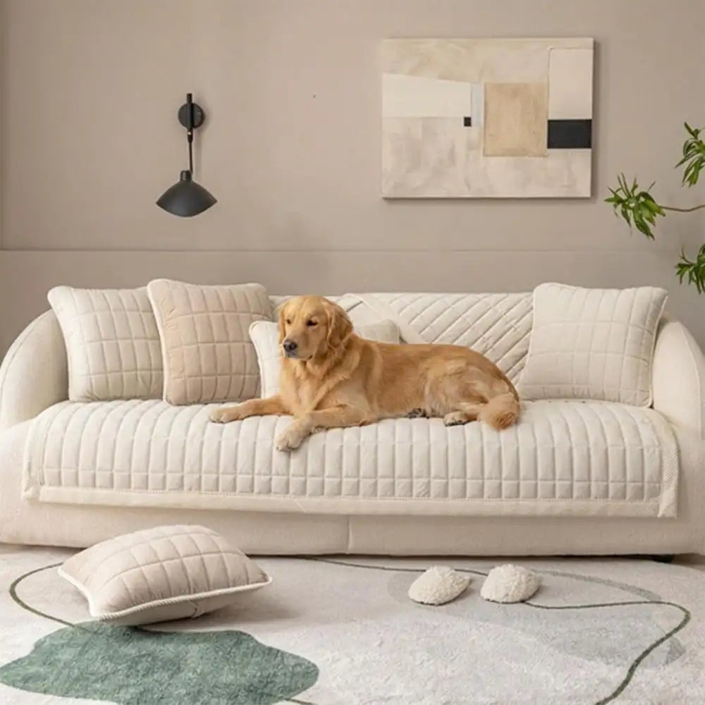 Classic Quilted Plaid Pet-Friendly Sofa Protection Washable Corner Couch Cover - Plaid