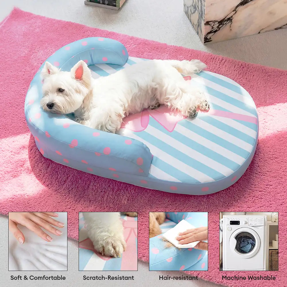 Cooling Breathable Neck Support Orthopedic Dog Bed - Bow